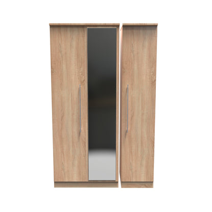 Sherwood Tall Mirror Wardrobe Light Oak 1 Shelf 111cm