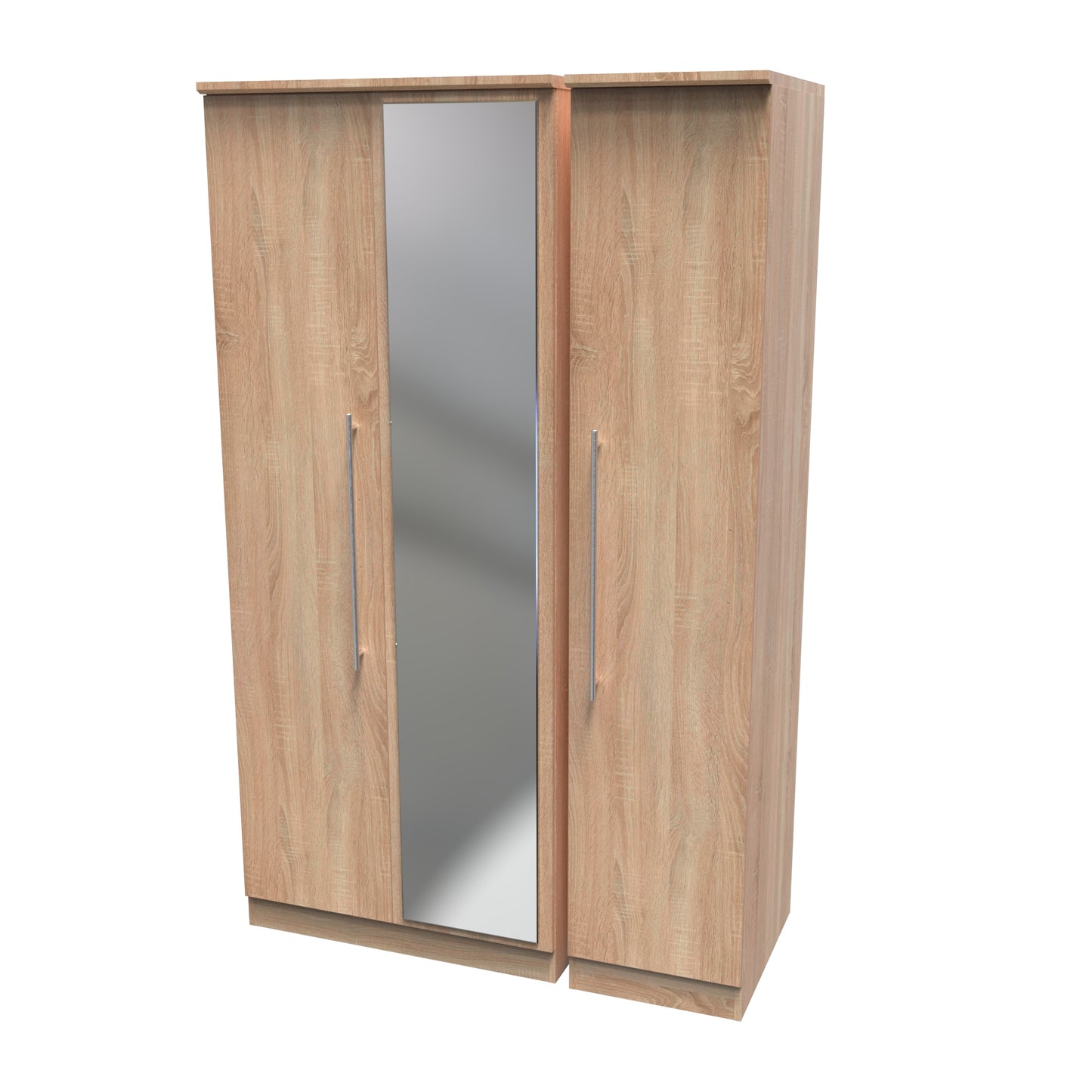 Sherwood Tall Mirror Wardrobe Light Oak 1 Shelf 111cm