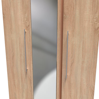 Sherwood Tall Mirror Wardrobe Light Oak 1 Shelf 111cm