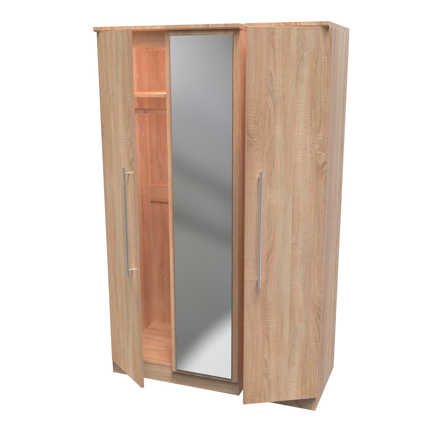 Sherwood Tall Mirror Wardrobe Light Oak 1 Shelf 111cm