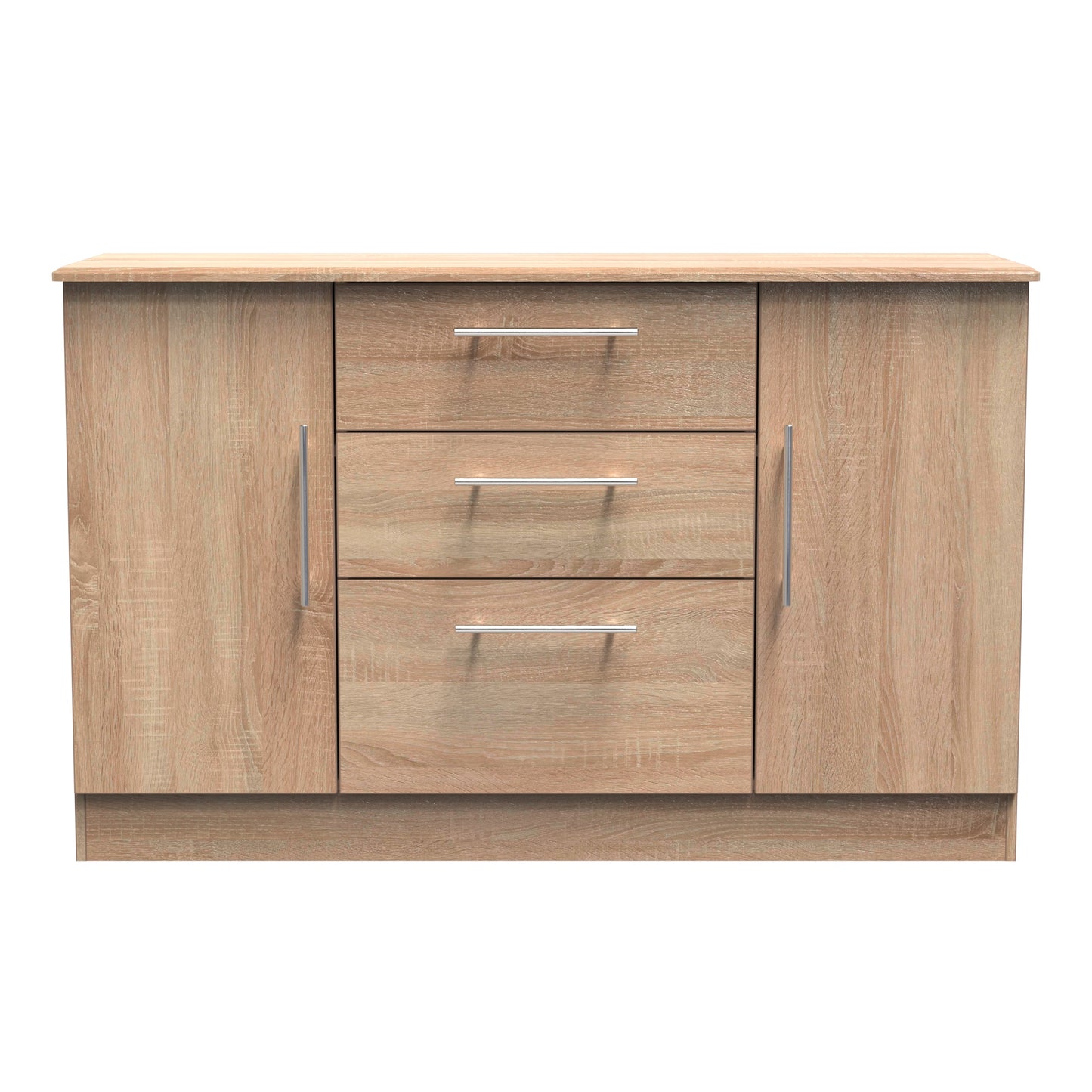 Sherwood Large Sideboard Light Oak 2 Doors 2 Shelves 3 Drawers 128cm