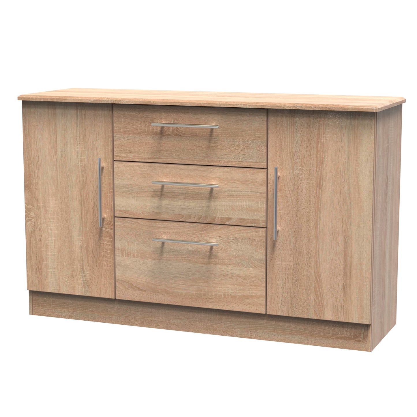 Sherwood Large Sideboard Light Oak 2 Doors 2 Shelves 3 Drawers 128cm