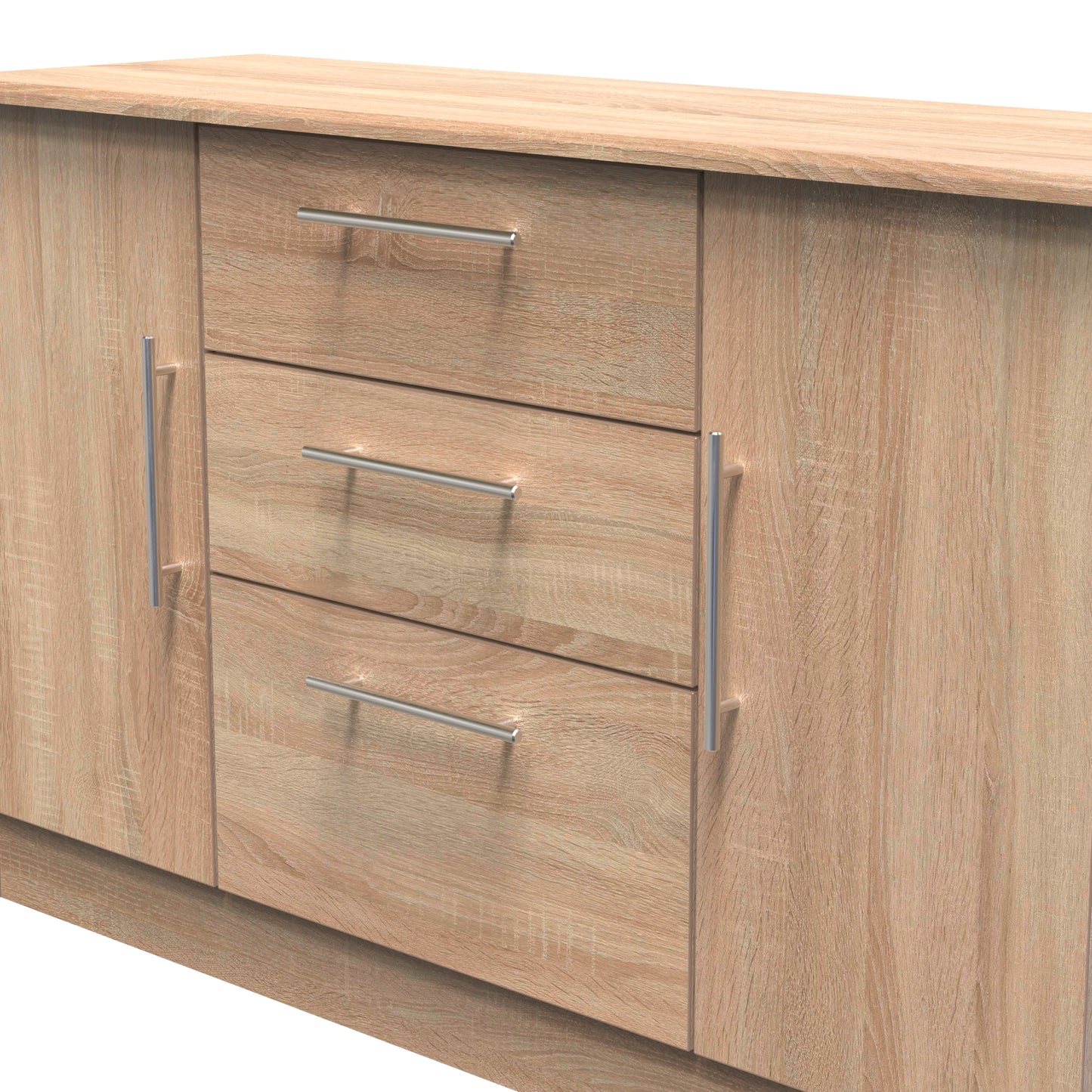 Sherwood Large Sideboard Light Oak 2 Doors 2 Shelves 3 Drawers 128cm