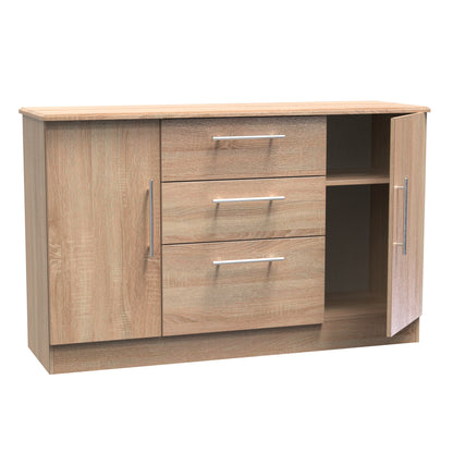 Sherwood Large Sideboard Light Oak 2 Doors 2 Shelves 3 Drawers 128cm