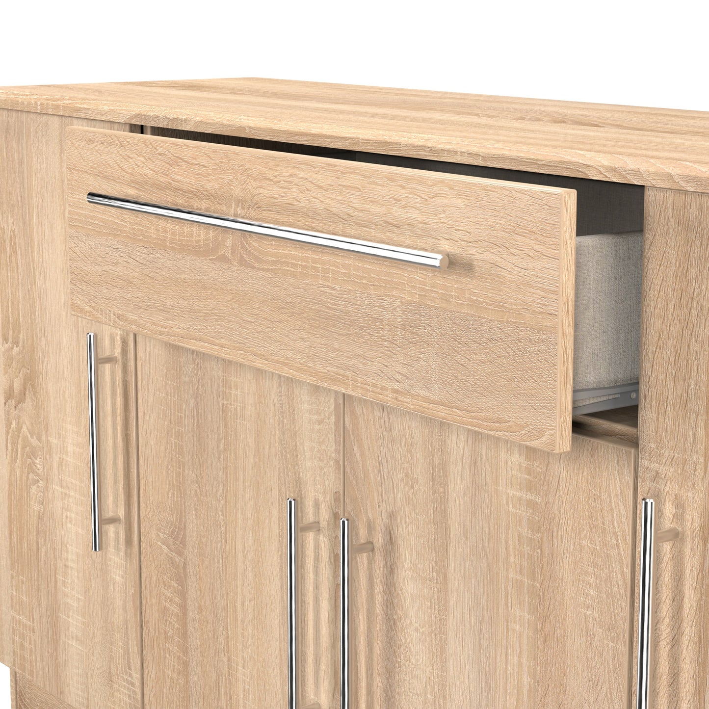 Sherwood Large Sideboard Light Oak 4 Doors 2 Shelves 1 Drawer 146cm