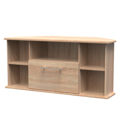 Sherwood Corner Corner TV Unit Light Oak 5 Shelves 1 Drawer 112cm