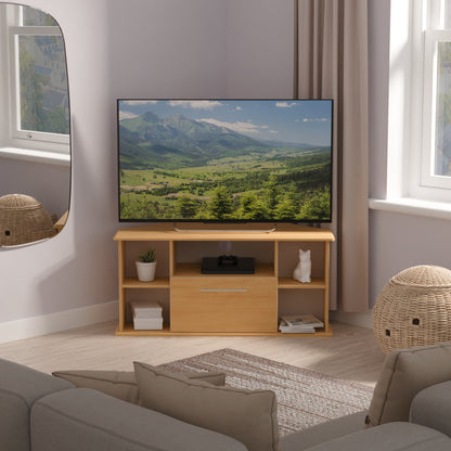 Sherwood Corner TV Unit Natural 5 Shelves 1 Drawer 112cm