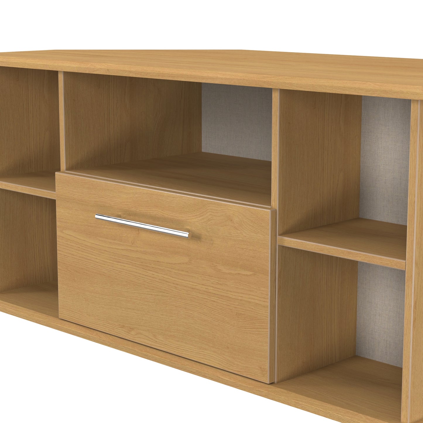 Sherwood Corner TV Unit Natural 5 Shelves 1 Drawer 112cm