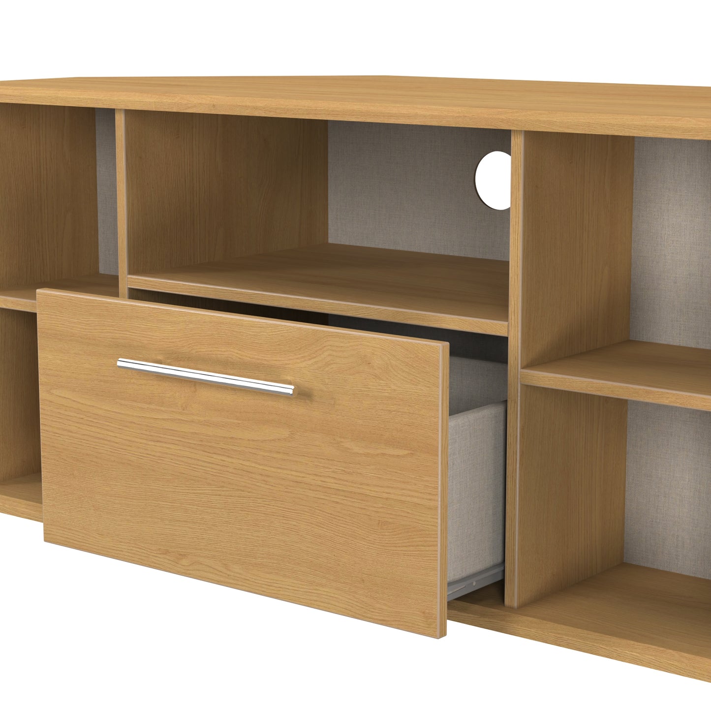 Sherwood Corner TV Unit Natural 5 Shelves 1 Drawer 112cm