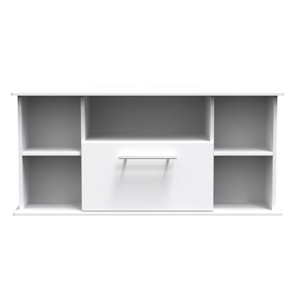 Sherwood Corner TV Unit White 5 Shelves 1 Drawer 112cm