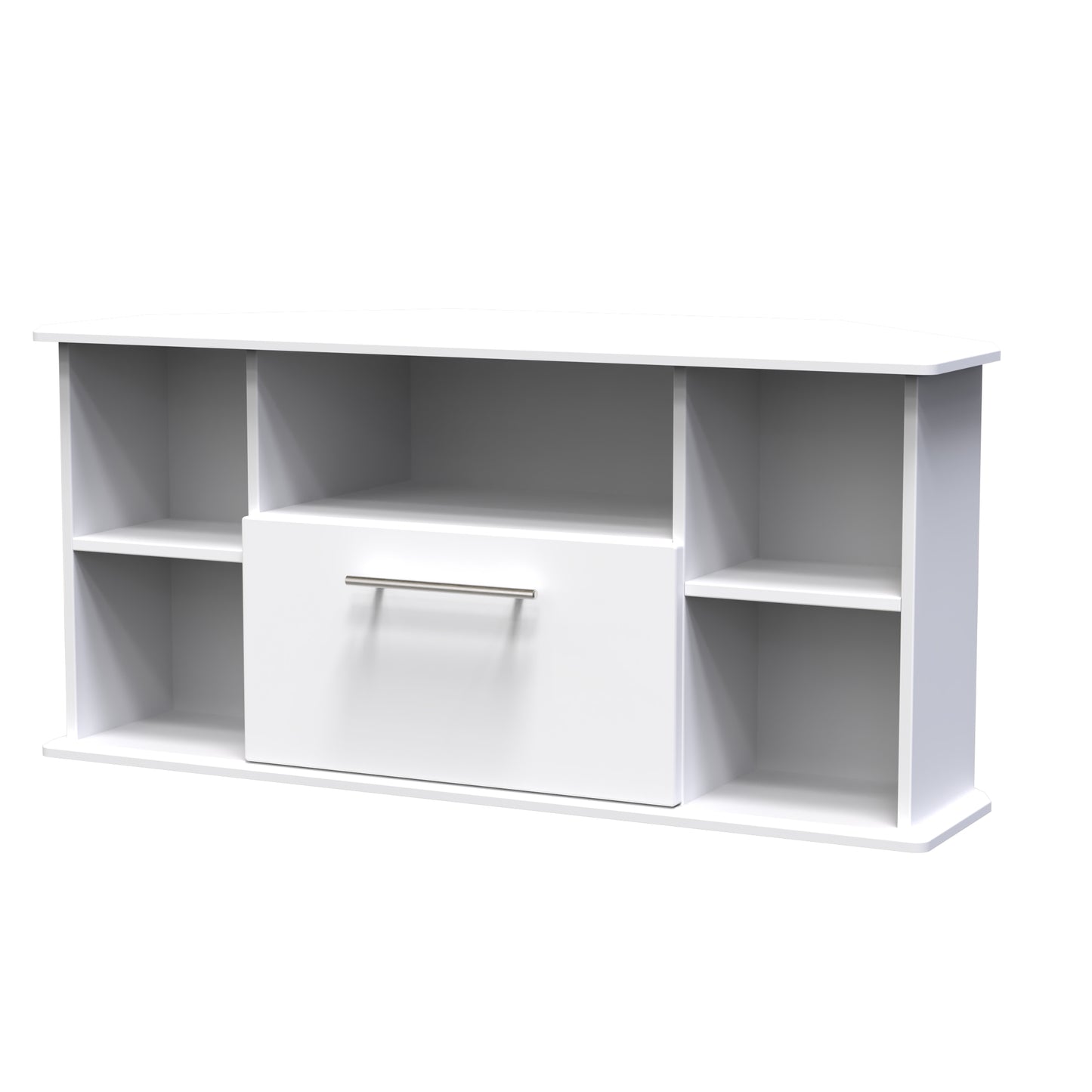 Sherwood Corner TV Unit White 5 Shelves 1 Drawer 112cm
