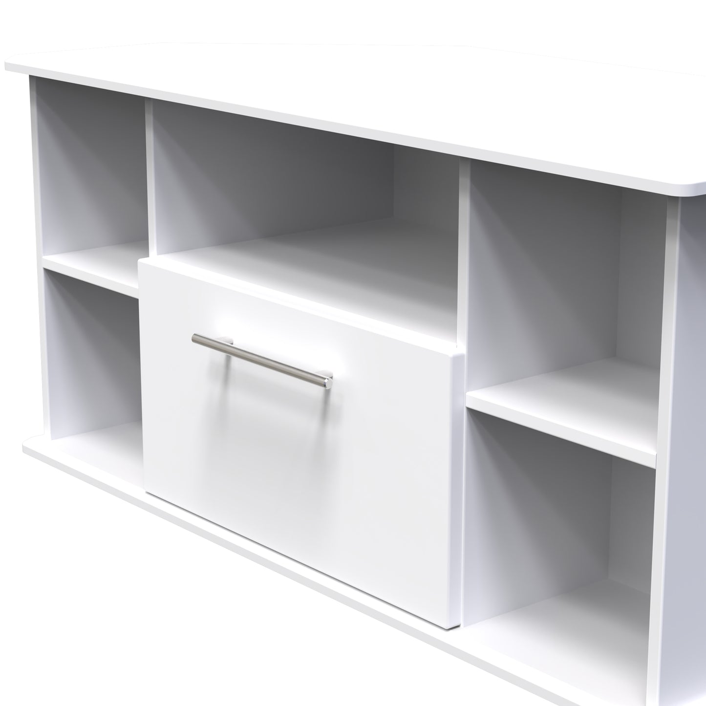 Sherwood Corner TV Unit White 5 Shelves 1 Drawer 112cm