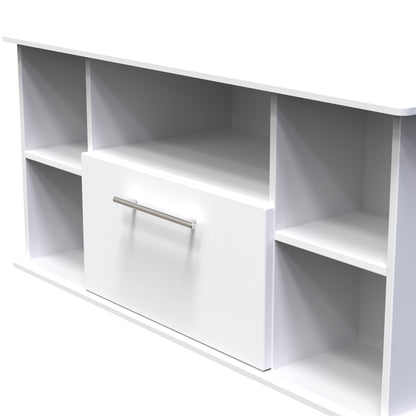 Sherwood Corner TV Unit White 5 Shelves 1 Drawer 112cm