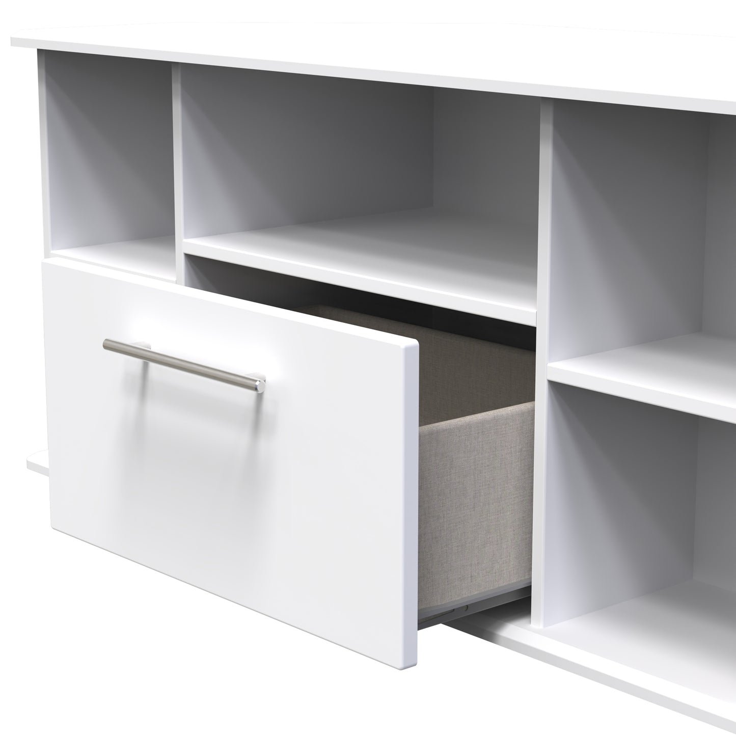 Sherwood Corner TV Unit White 5 Shelves 1 Drawer 112cm