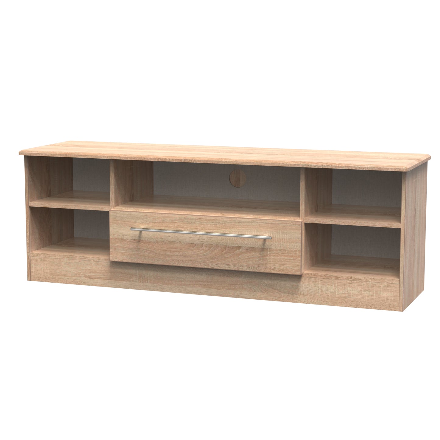 Sherwood TV Unit Light Oak 5 Shelves 1 Drawer 146cm