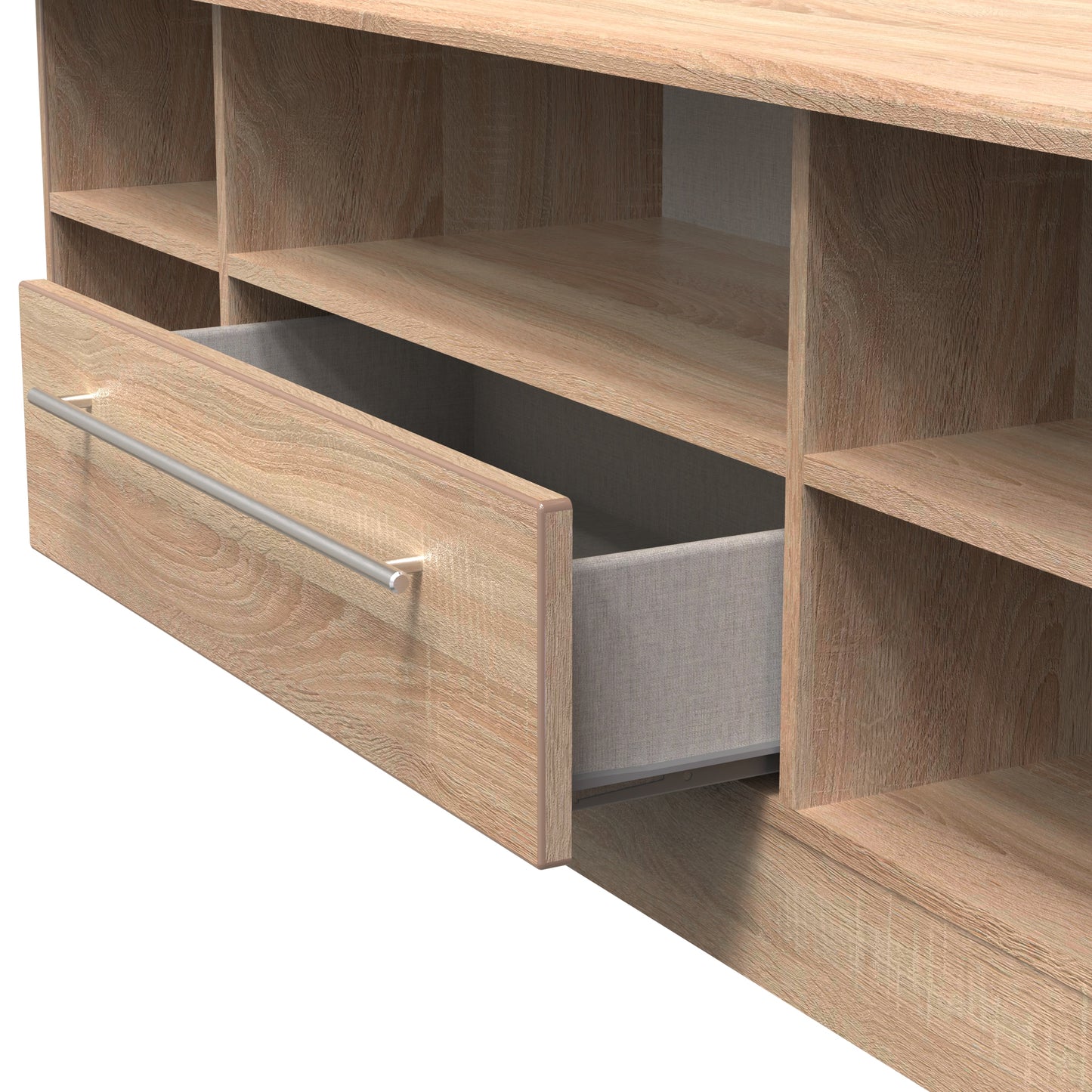 Sherwood TV Unit Light Oak 5 Shelves 1 Drawer 146cm