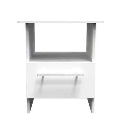 Sherwood Side Table White 1 Shelf 1 Drawer 44cm