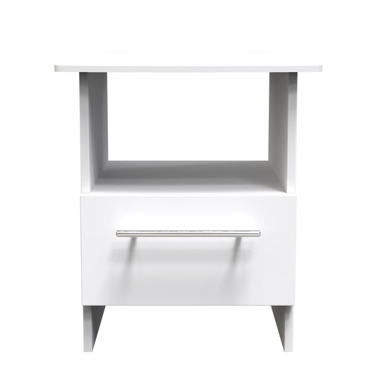 Sherwood Side Table White 1 Shelf 1 Drawer 44cm