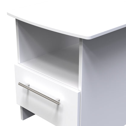 Sherwood Side Table White 1 Shelf 1 Drawer 44cm