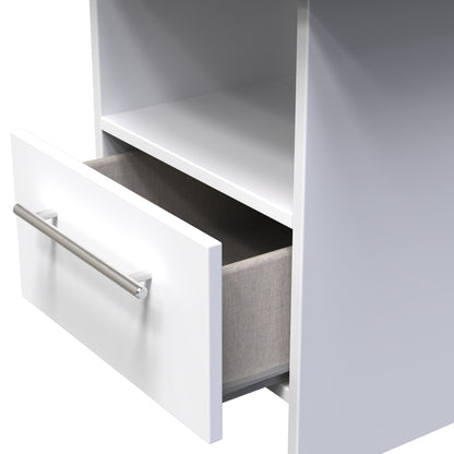 Sherwood Side Table White 1 Shelf 1 Drawer 44cm