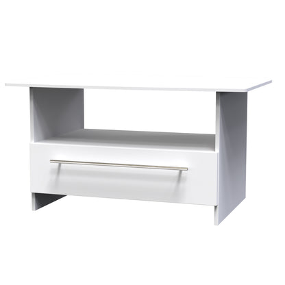 Sherwood Coffee Table White 1 Shelf 1 Drawer 93cm