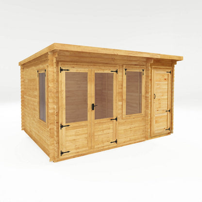 Mercia Contemporary 10' 11" x 13' 6" Pent Log Cabin - Premium 19mm Cladding Loglap