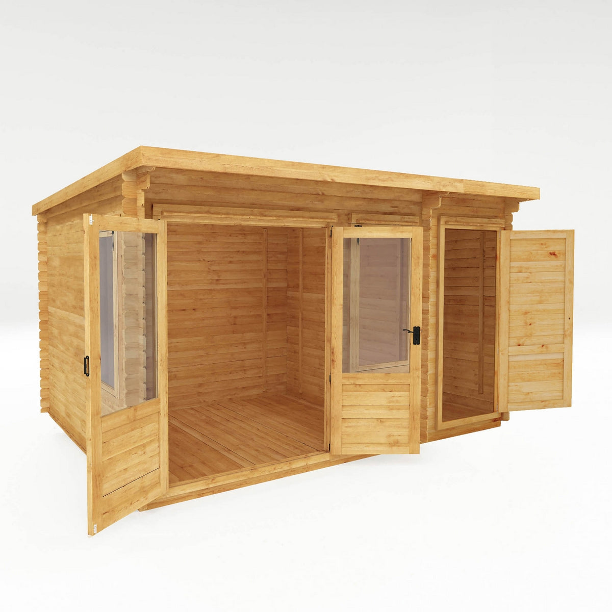 Mercia Contemporary 10' 11" x 13' 6" Pent Log Cabin - Premium 19mm Cladding Loglap