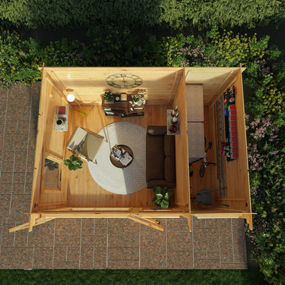 Mercia Contemporary 10' 11" x 13' 6" Pent Log Cabin - Premium 19mm Cladding Loglap