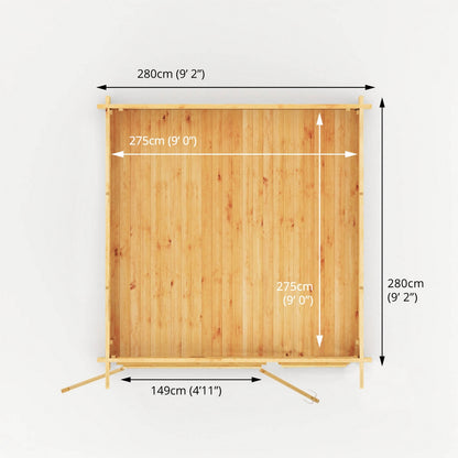 Mercia Elite 10' 11" x 9' 11" Pent Log Cabin - Premium 28mm Cladding Loglap