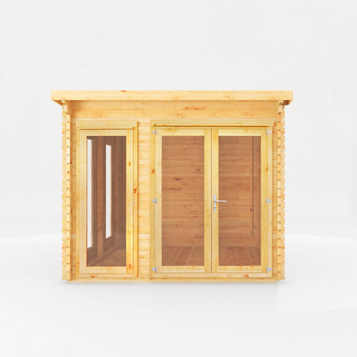 Mercia Studio 10' 11" x 9' 11" Pent Log Cabin - Premium 28mm Cladding Loglap