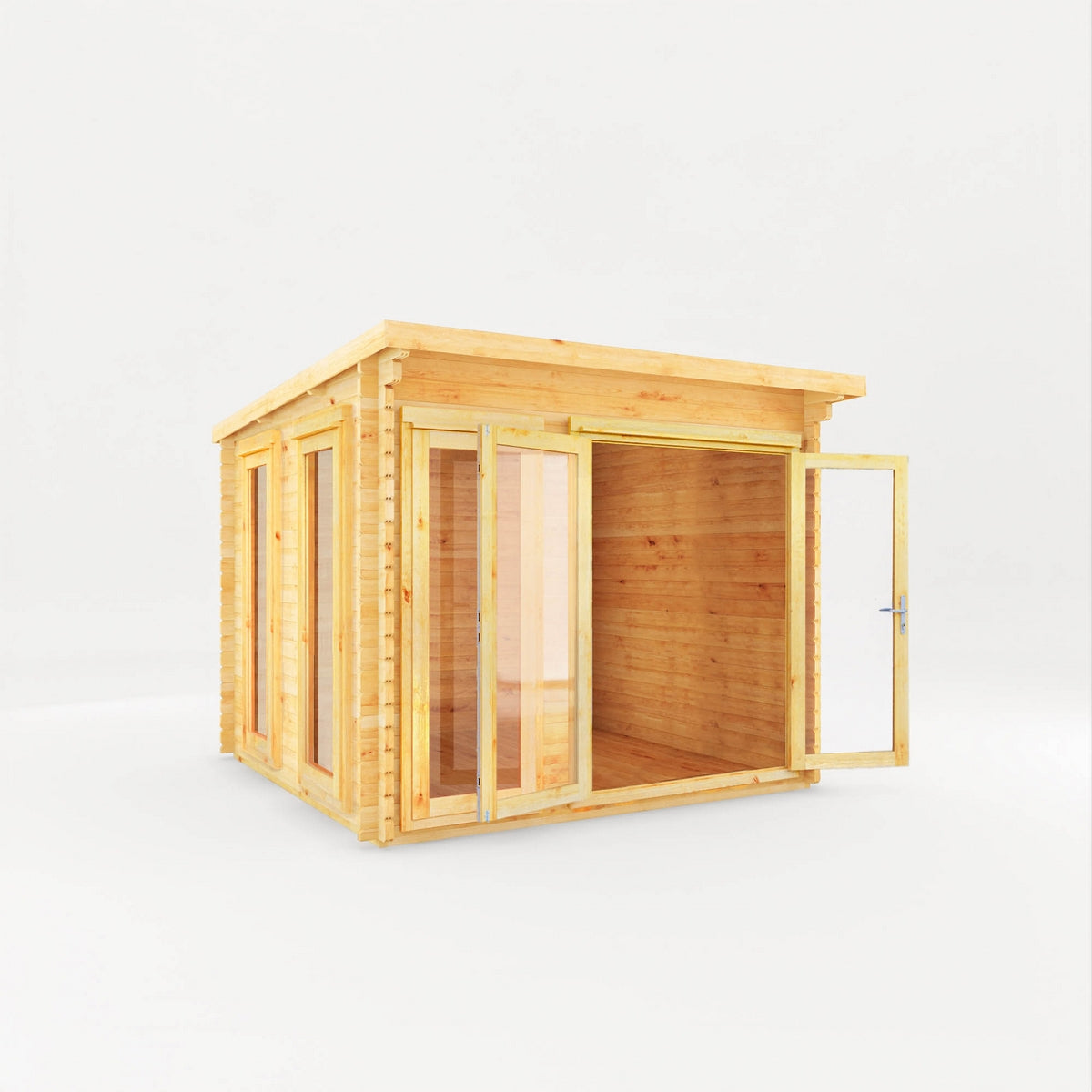 Mercia Studio 10' 11" x 9' 11" Pent Log Cabin - Premium 28mm Cladding Loglap