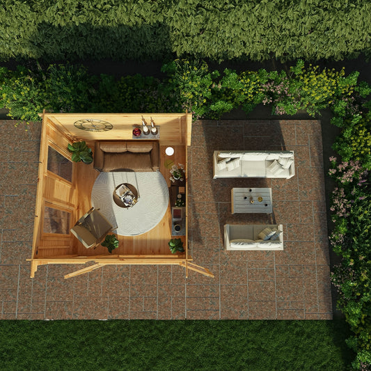 Mercia Studio 10' 11" x 9' 11" Pent Log Cabin - Premium 28mm Cladding Loglap