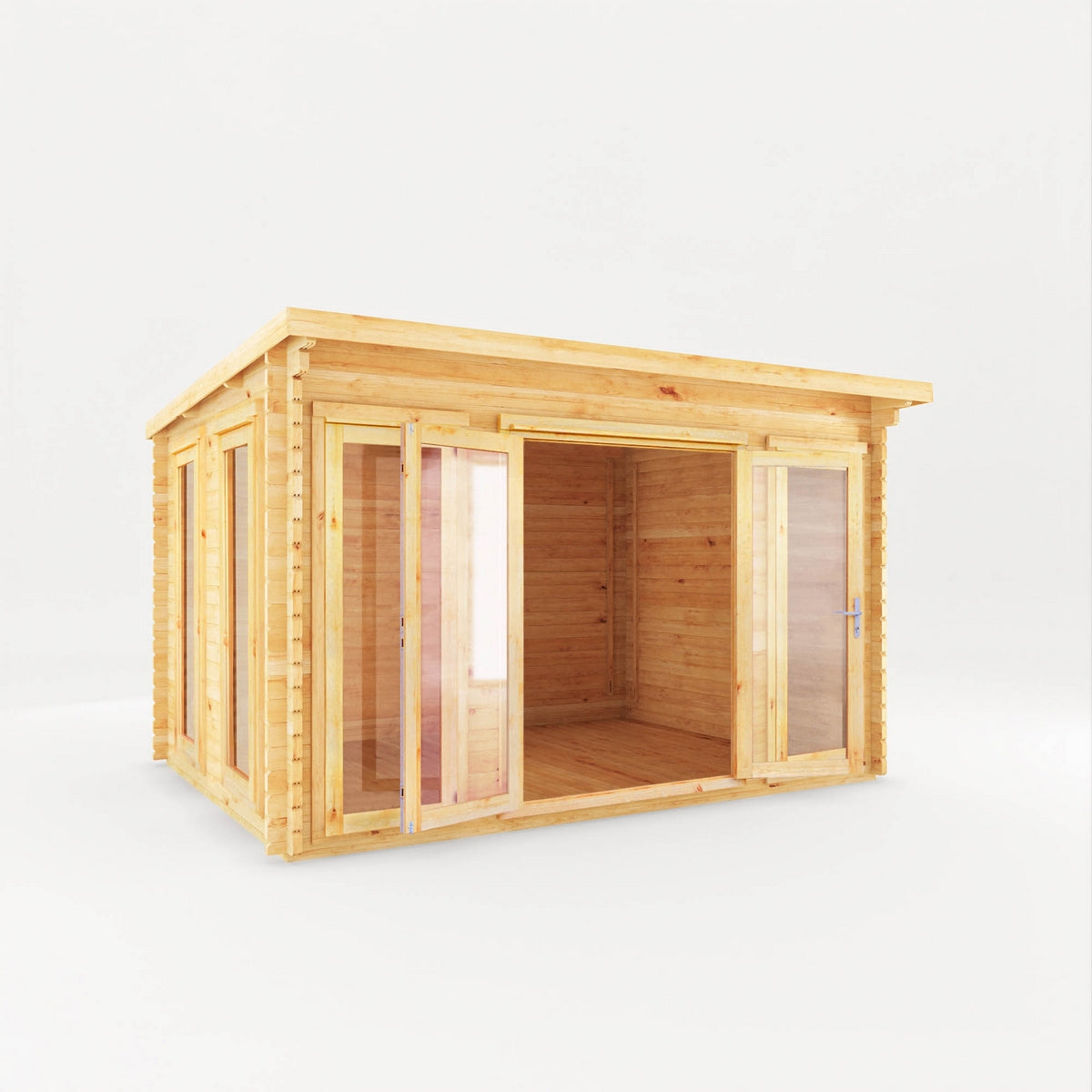 Mercia Studio 10' 11" x 13' 2" Pent Log Cabin - Premium 28mm Cladding Loglap