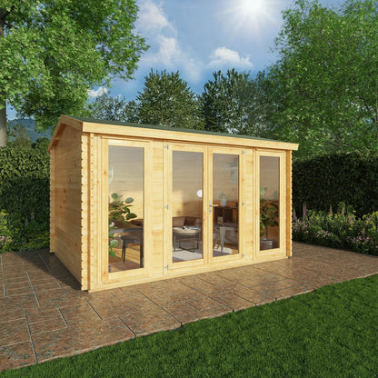 Mercia Studio 10' 3" x 13' 2" Apex Log Cabin - Premium 28mm Cladding Loglap
