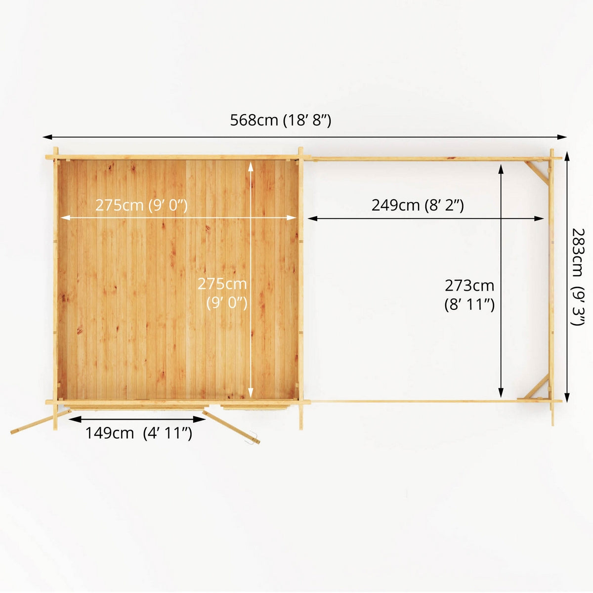 Mercia Elite 10' 11" x 19' 4" Pent Log Cabin - Premium 28mm Cladding Loglap
