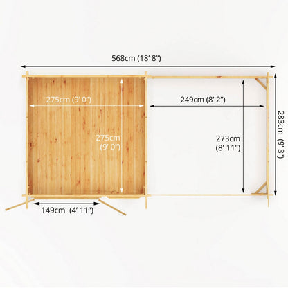 Mercia Elite 10' 11" x 19' 4" Pent Log Cabin - Premium 28mm Cladding Loglap
