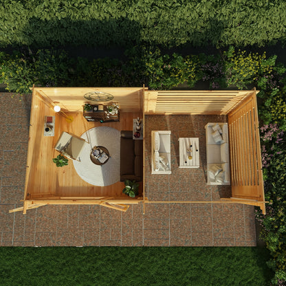 Mercia Elite 10' 11" x 19' 4" Pent Log Cabin Slatted - Premium 28mm Cladding Loglap