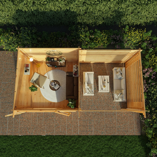 Mercia Elite 10' 11" x 19' 4" Pent Log Cabin Slatted - Premium 28mm Cladding Loglap