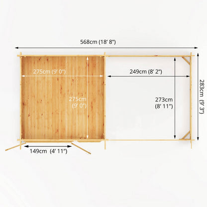 Mercia Elite 10' 11" x 19' 4" Pent Log Cabin Slatted - Premium 28mm Cladding Loglap