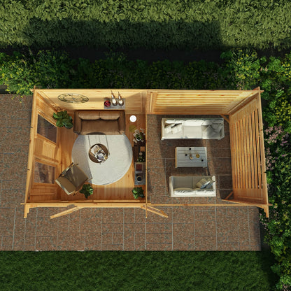 Mercia Studio 10' 11" x 19' 4" Pent Log Cabin Slatted - Premium 28mm Cladding Loglap
