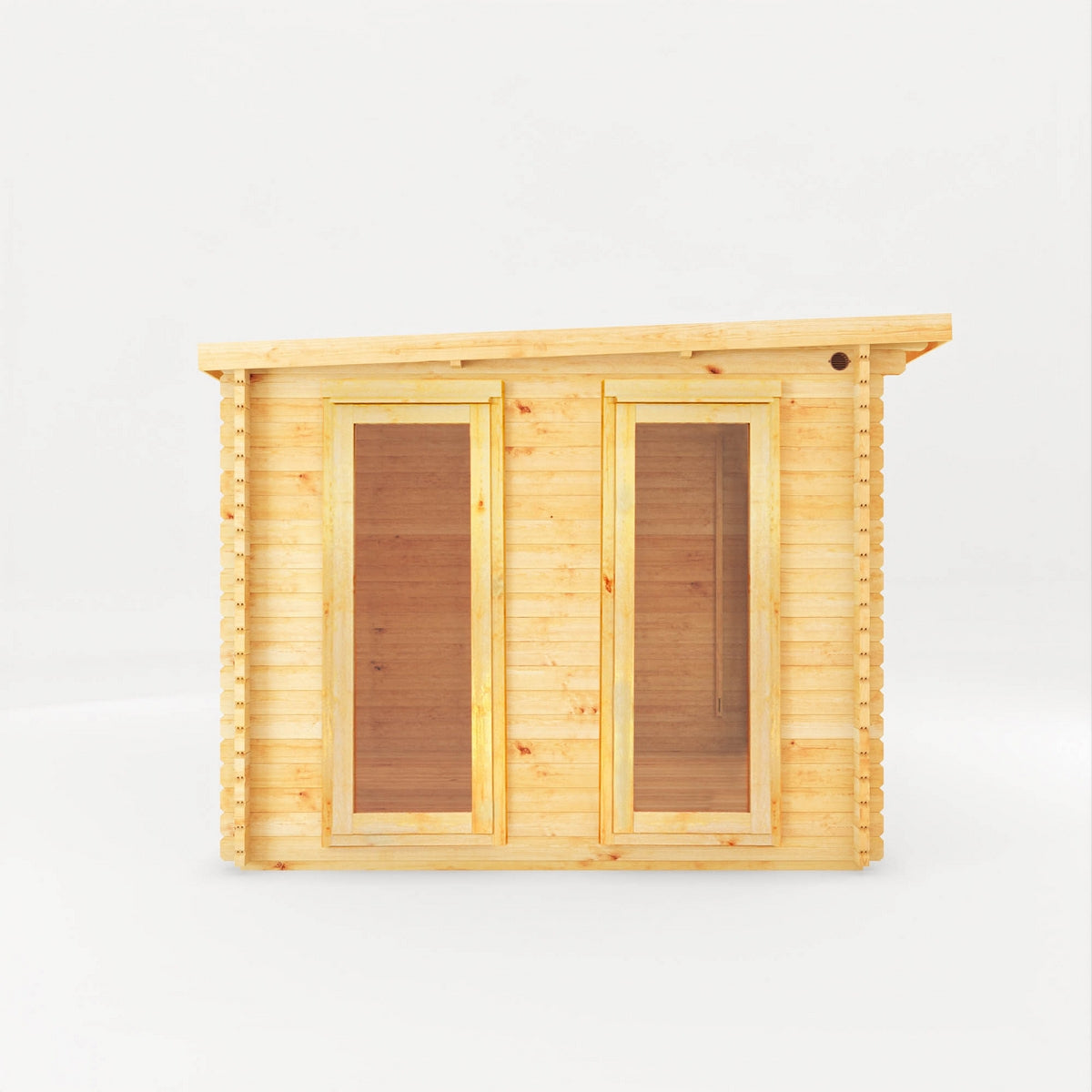 Mercia Studio 10' 11" x 19' 4" Pent Log Cabin Slatted - Premium 28mm Cladding Loglap