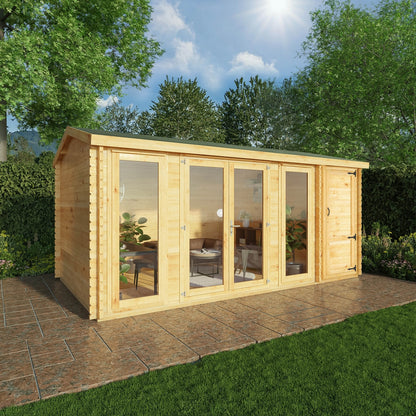 Mercia Studio 10' 3" x 16' 11" Apex Log Cabin - Premium 28mm Cladding Loglap