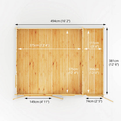 Mercia Elite 13' 7" x 16' 11" Apex Log Cabin - Premium 28mm Cladding Loglap