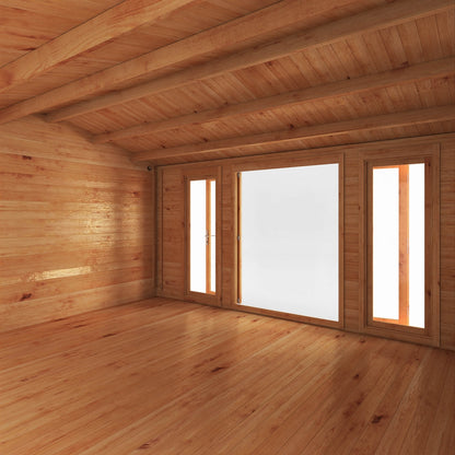 Mercia Studio 13' 7" x 20' 2" Apex Log Cabin - Premium 28mm Cladding Loglap