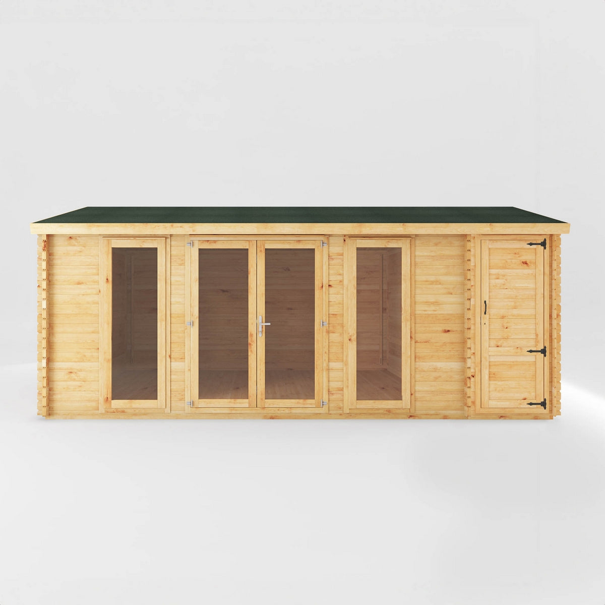 Mercia Studio 13' 7" x 20' 2" Apex Log Cabin - Premium 28mm Cladding Loglap