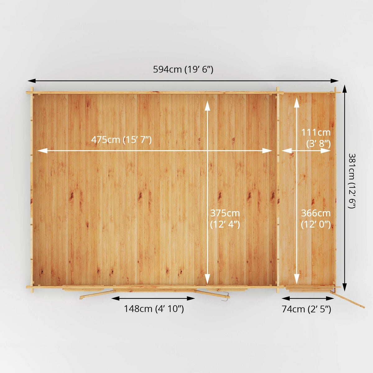 Mercia Studio 13' 7" x 20' 2" Apex Log Cabin - Premium 28mm Cladding Loglap