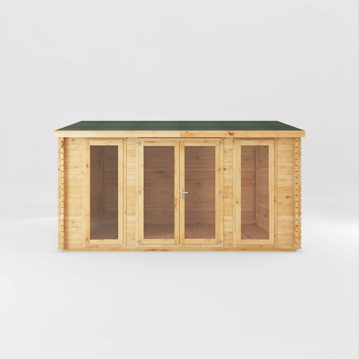 Mercia Studio 11' 11" x 14' 10" Apex Log Cabin - Premium 28mm Cladding Loglap