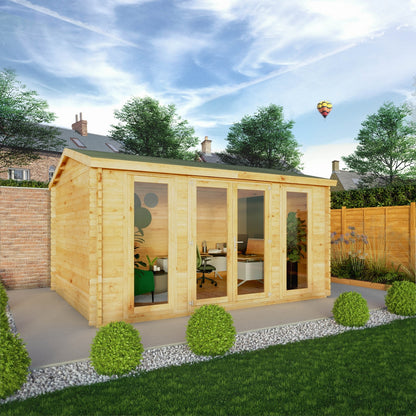 Mercia Studio 11' 11" x 14' 10" Apex Log Cabin - Premium 28mm Cladding Loglap