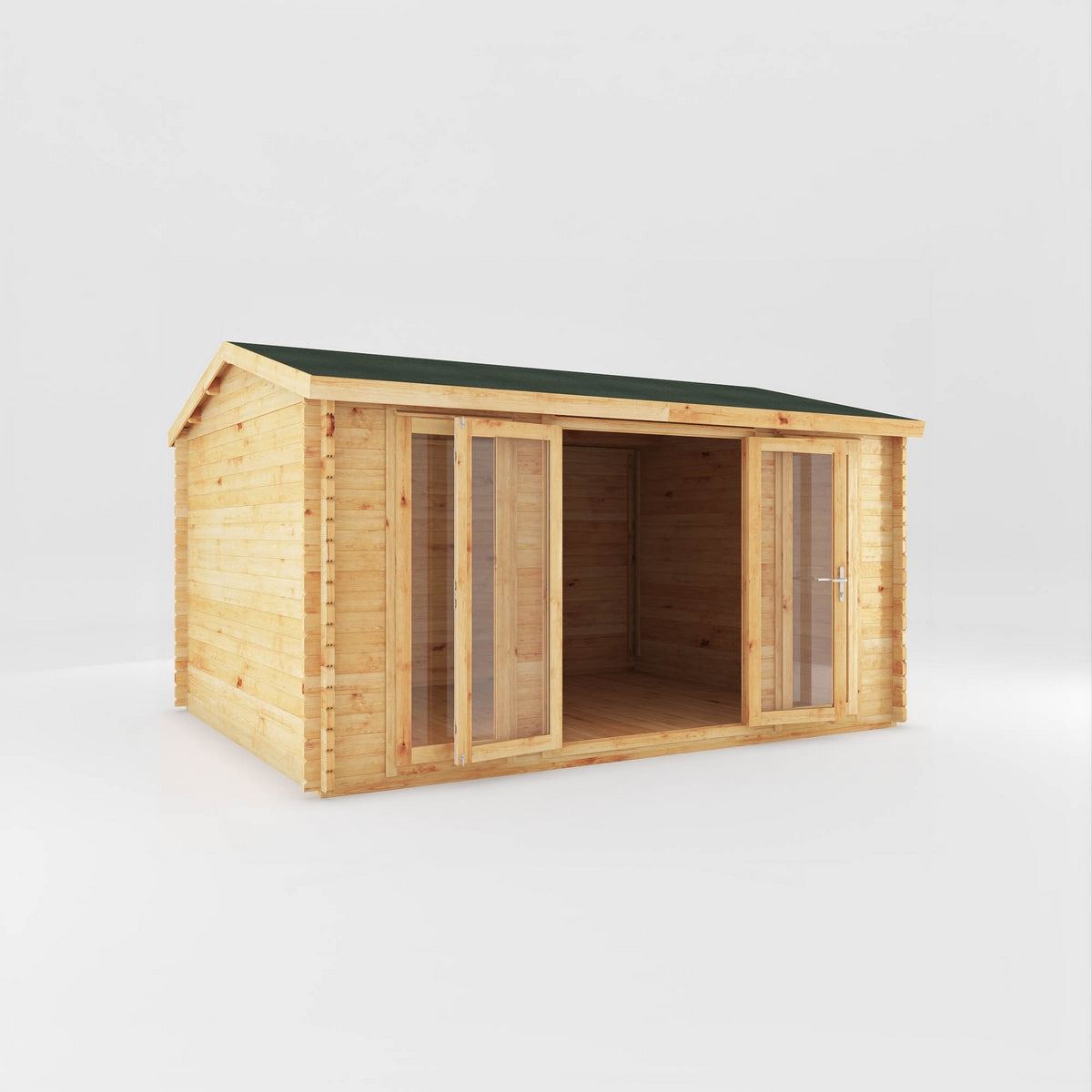 Mercia Studio 11' 11" x 14' 10" Apex Log Cabin - Premium 28mm Cladding Loglap