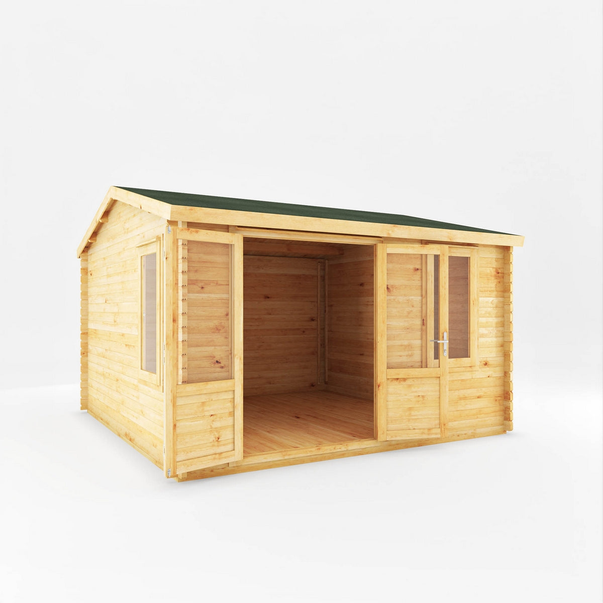 Mercia Elite 13' 7" x 13' 2" Apex Log Cabin - Premium 28mm Cladding Loglap